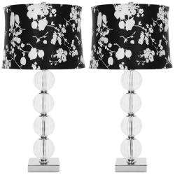   Glass Sphere Black/ White Shade Table Lamps (Set of 2)  