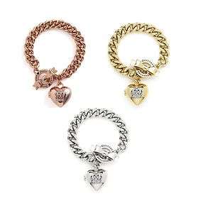 JUICY COUTURE BOW TOGGLE HEART CROWN ICON BRACELET LOCKET CHARM W 