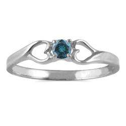   10ct TDW Blue Diamond Promise Ring (Blue, I1 I2)  