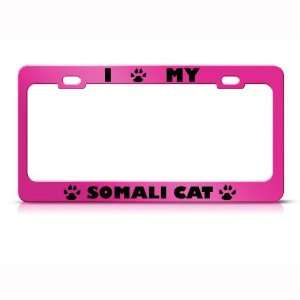 Somali Cat Pink Animal Metal License Plate Frame Tag Holder