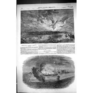 1855 Burning Santa Maria Frigate Russian Ship Sebastopol 