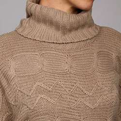 Chances R Cable Knit Front Turtleneck Tunic Sweater Dress   