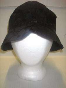 COACH Black Signature Bucket Crusher Hat M/L Medium Large  
