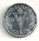   NICELY DETAILDED HIGH END GEM BU 1945 CANADIAN CANADA 5 CENTS A027