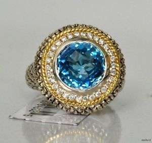 New $1280 Blue Topaz Diamond Ring ANDREA CANDELA 7 Sale  