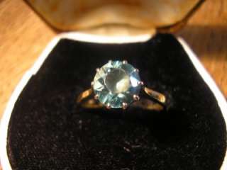 Beautiful Edwardian Rare 18ct Gold & 2ct Blue Zircon Solitaire Ring 