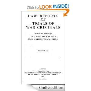 Law Reports of Trials of War Criminals Volume 9 US  