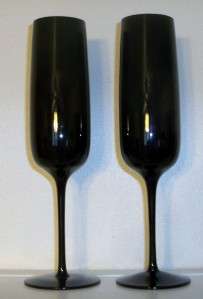 Onyx Black 9 Champagne Flute Glasses Goblets  