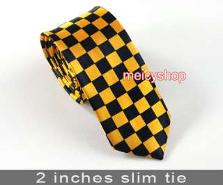 1PC Necktie Checkers Emo Punk Skinny Slim 2 Wide Tie  