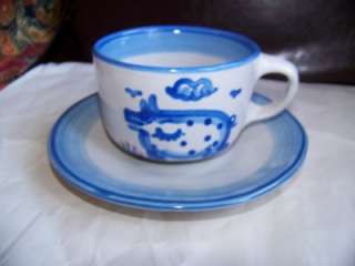 Hadley Pottery Cup & Saucer Country Scene PIG #2  