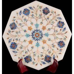  Octogonal Tajmahal Plate from Agra (Inlaid with Gemstones 