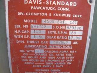 Davis Standard 261 Extruder, Water cooled, 150 HP  