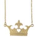 Gold over Silver Clear Crystal Princess Crown Necklace 