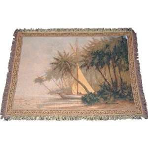  Leaving Out Tapestry Woven Throw Blanket   Palm Tree Tropical 