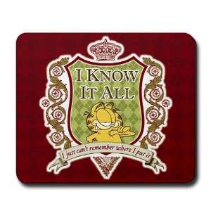 Know It All Garfield Humor Mousepad by   Sports 