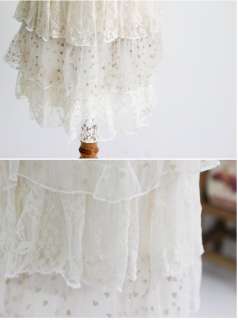 heart lace frill Crochet white cream dress top vintage  