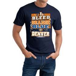 Mens Denver Broncos Football I Bleed Orange & Blue Navy Cotton Tee 