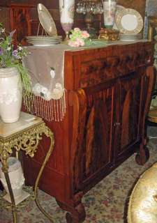 ANTIQUE EMPIRE PERIOD MAHOGANY CHERRY OGEE SIDEBOARD  