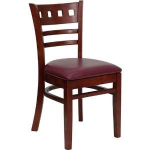   American Back Wood Restaurant Chair with Burgundy Vinyl Seat Home