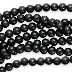  Jet Black Glass Simulated Onyx 6mm Round Beads / 16 Inch 