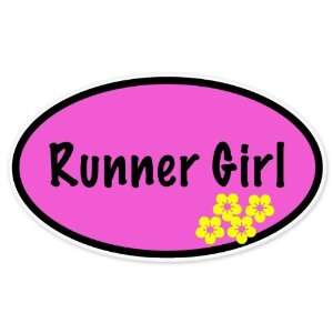  Runner Girl Running car bumper sticker 5 x 3 Automotive
