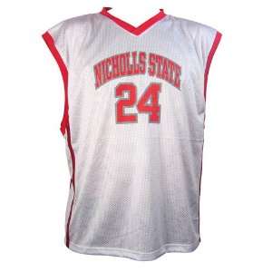 STARTER Mens Nicholls State Basketball Jersey   White/Red  