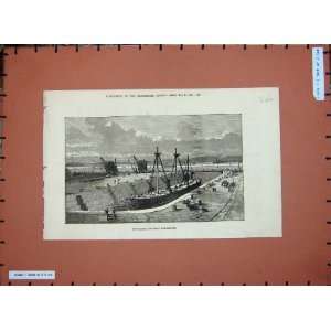  1876 New Docks Basin Portsmouth War Ship Fine Art