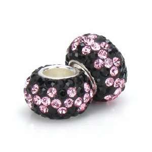  Bella Fascini Black & Pink Vines Crystal Pave Beads, Made 