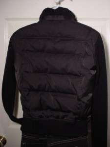BEBE SPORT Womens Black Satin & Sweater Puffer Bomber Jacket Coat Size 