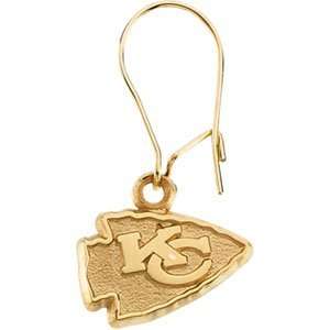  14K Yellow Gold Kansas City Chiefs NFL Logo Earrings 