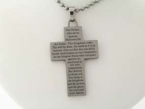 Aurafin Stainless Lords Prayer Cross Necklace  