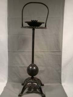 Antique ART DECO Old CAST IRON Footed SMOKING Butler STAND Ashtray 