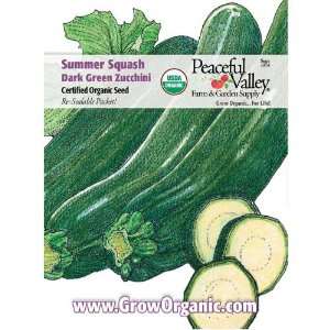  Organic Summer Squash Seed Pack, Dark Green Zucchini 