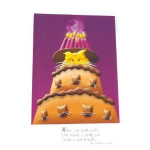  Honor Age with a Cake, Birthday Note Card, 5x7