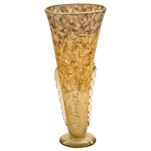  Ambiente Handmade Beige And Gray Blown Glass Flower Vase 