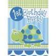 Blue First 1st Birthday Boy Birthday Party Invites Invitations Cute