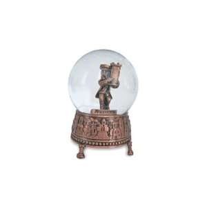   Copper Snow Globe with Chassid Holding Torah Scroll and Russian Script