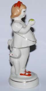 GIRL & BEAR Soviet Polonne not LFZ porcelain figurine  
