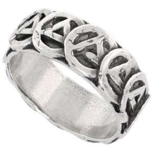  Silver NA AA Recovery Ring (Available in Sizes 8 to 13), Oxidized 