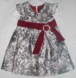 NWT STUNNING Toile MY VINTAGE BABY Holiday Dress 12M  