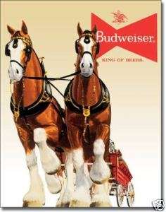 Vintage Retro Tin Sign Budweiser Clydesdale Bud Horse  