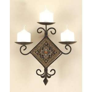  Tuscan Iron 3 Light Candle Wall Sconce Set of 2