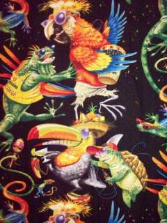 PARROT & REPTILES PARTY SURF COTTON FABRIC OOP  