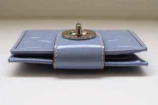 NWT NEW COACH EMBOSSED PATENT LEATHER TURNLOCK WALLET PERIWINKLE BLUE 