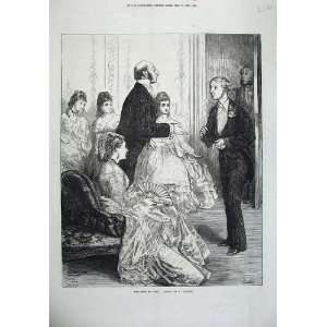   1872 Antique Print Romance Dancing Men Women Barnard
