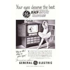   Ad GE Black Daylite Television Ballerina Original Vintage TV Print Ad