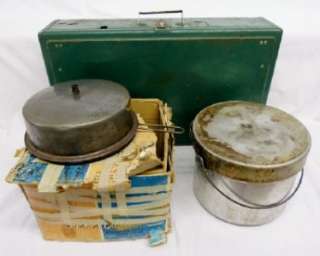 Camping Lot Coleman Stove 413F Vintage 2 Burner Cook Kit 4 Collectible 