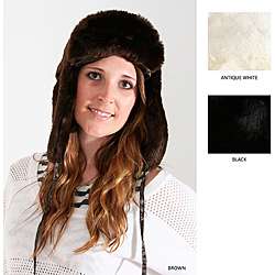 Marlo Lorenz Womens Uptown Solid Faux Fur Trapper Hat  