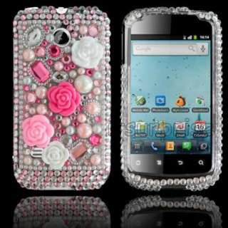 Bling Diamond Pink Rose Hard Case Cover For Huawei Ascend II 2 M865 
