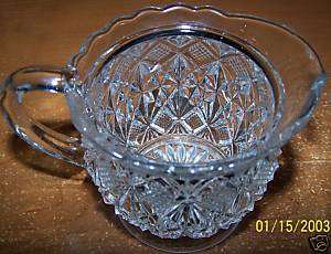Lot 2 creamers cut glass quilted clear crystal ? older  